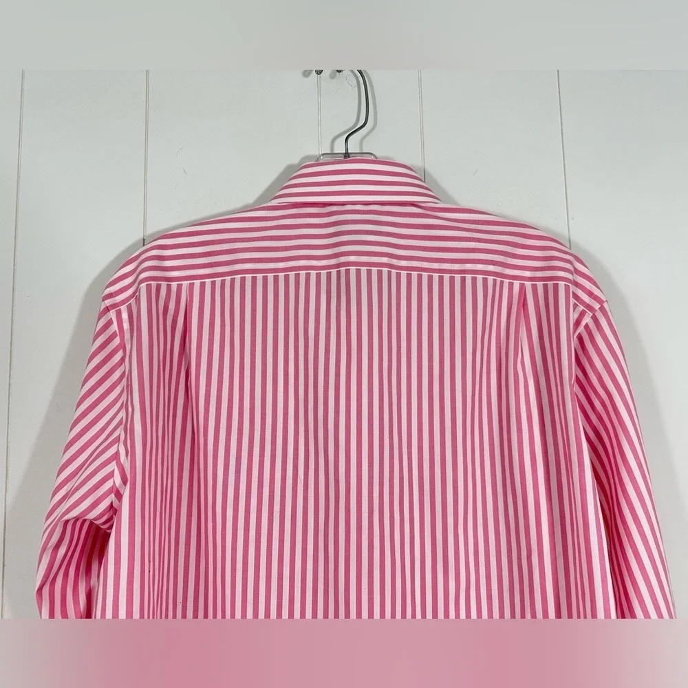 J Crew Ludlow Slim Fit Striped Pink White Dress Shirt Mens Sz 16 34 Long Sleeve